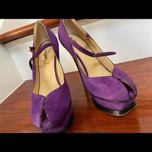 Yves St Laurent Tribute Mary Janes Purple Suede 2007. 5.5 Box Stefano Pilati